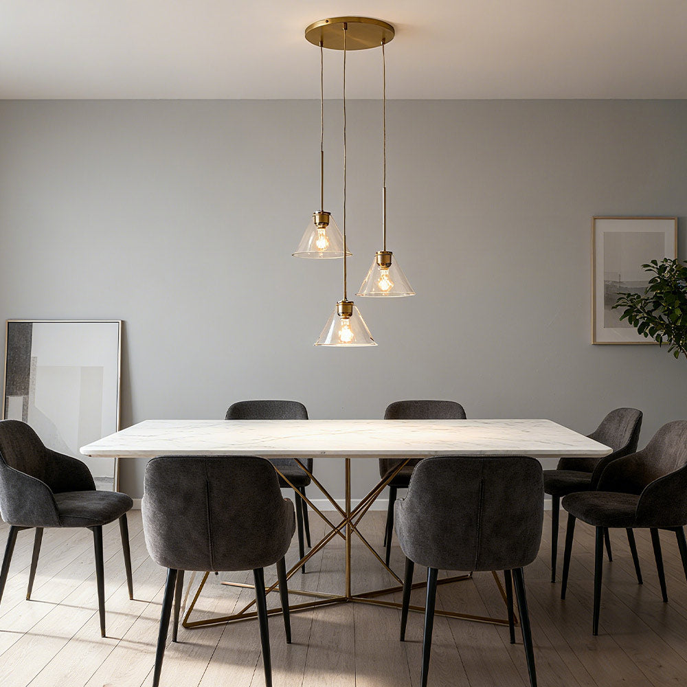 Freyza | Lustre à 3 Lumières en Laiton Cône
