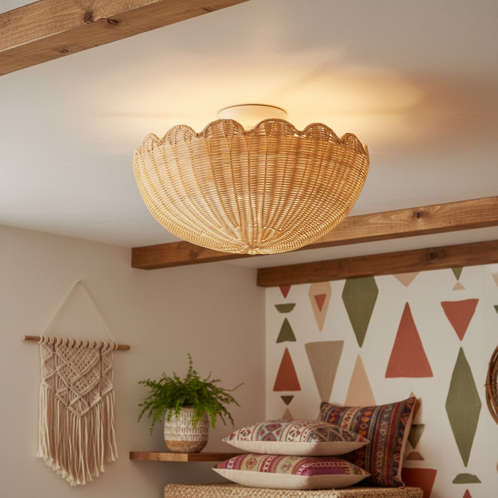 Freyza | Rattan-Deckenleuchte – Schlafzimmer, Wohnzimmer