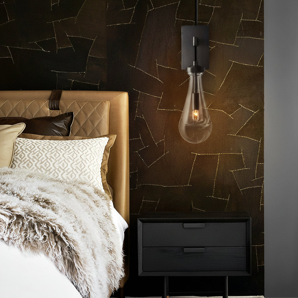 Freyza - LED Wall Sconce Light – Modern Water Drop Copper Crystal (50x21cm / 19.7x8.3in)