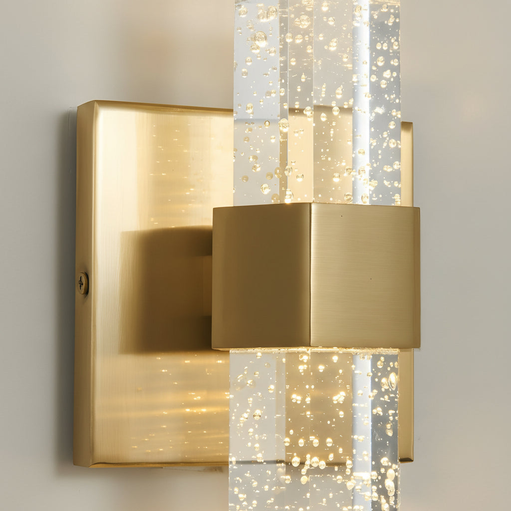 Freyza - Crystal Wall Sconce Bubble Cylinder Gold LED 40cm / 16in Up Down Hallway Light