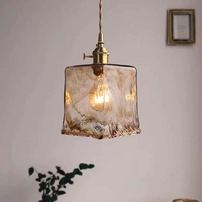 Freyza | Zina Pendant Glass Brass Glass Pendant Light – Kitchen Dining Room