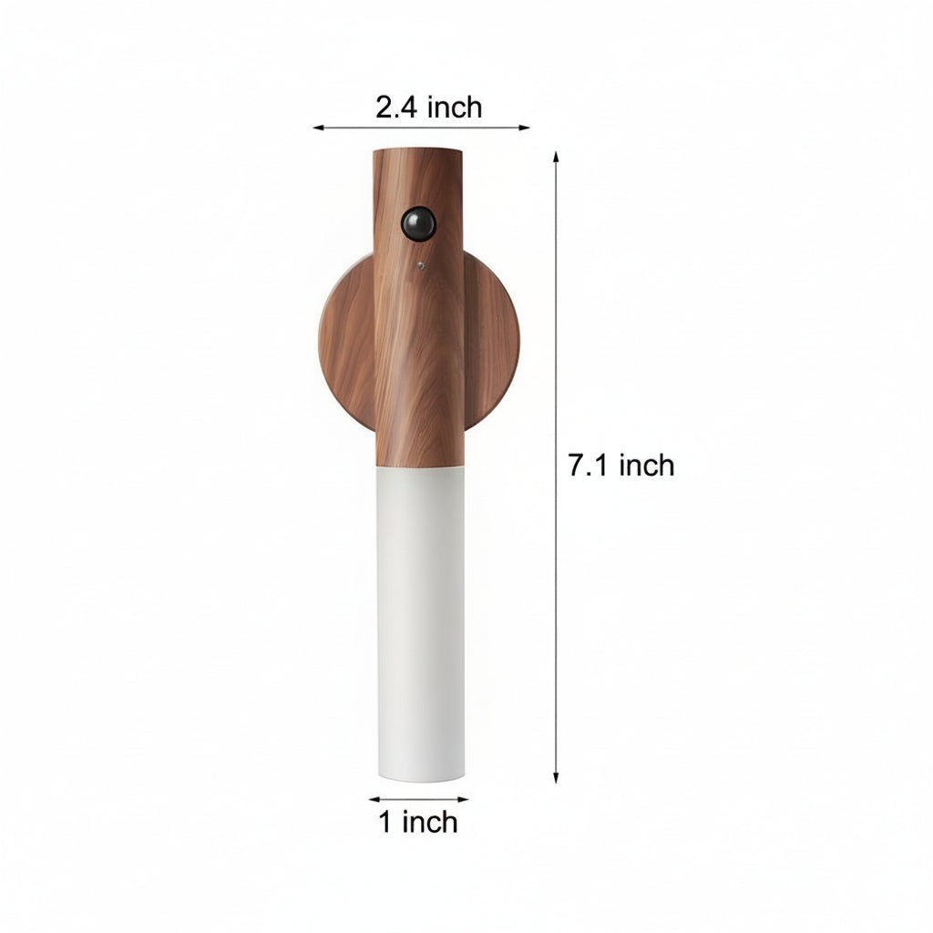 Freyza - LED Night Light Wall Sconce – Wood Motion Sensor Magnetic USB Rechargeable (18x2.5cm / 7.1x1in)