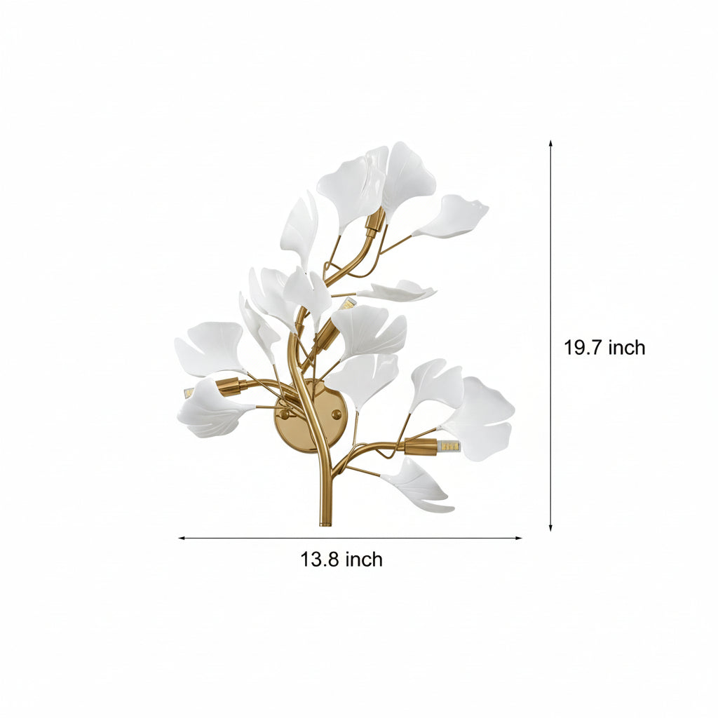 Freyza - Nordic Gold Leaves & Branches Wall Sconce – 3-Color Dimmable LED Botanical Art Light - Iron