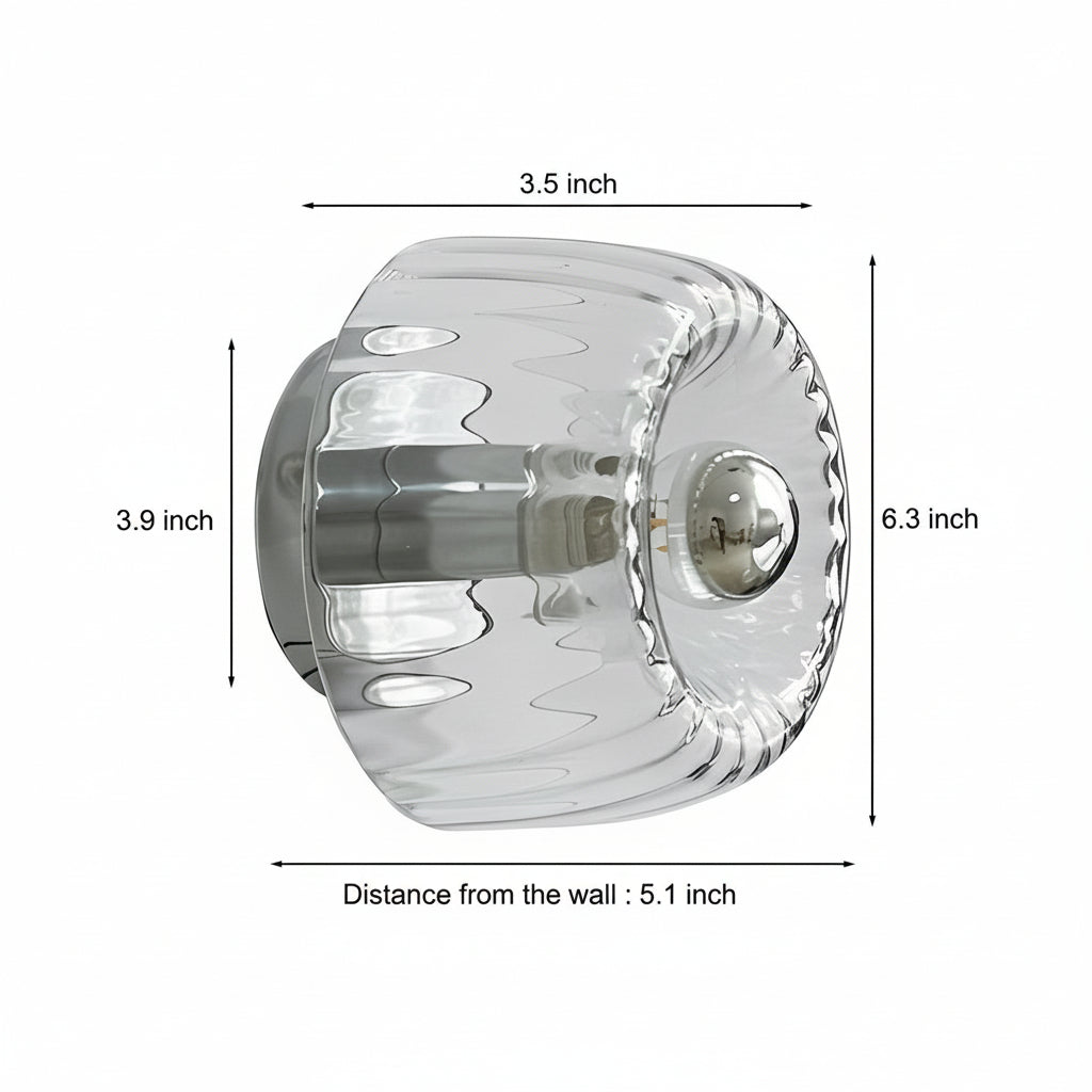 Freyza - LED Wall Sconce Light – Modern Jellyfish Round Glass (16x13cm / 6.3x5.1in)