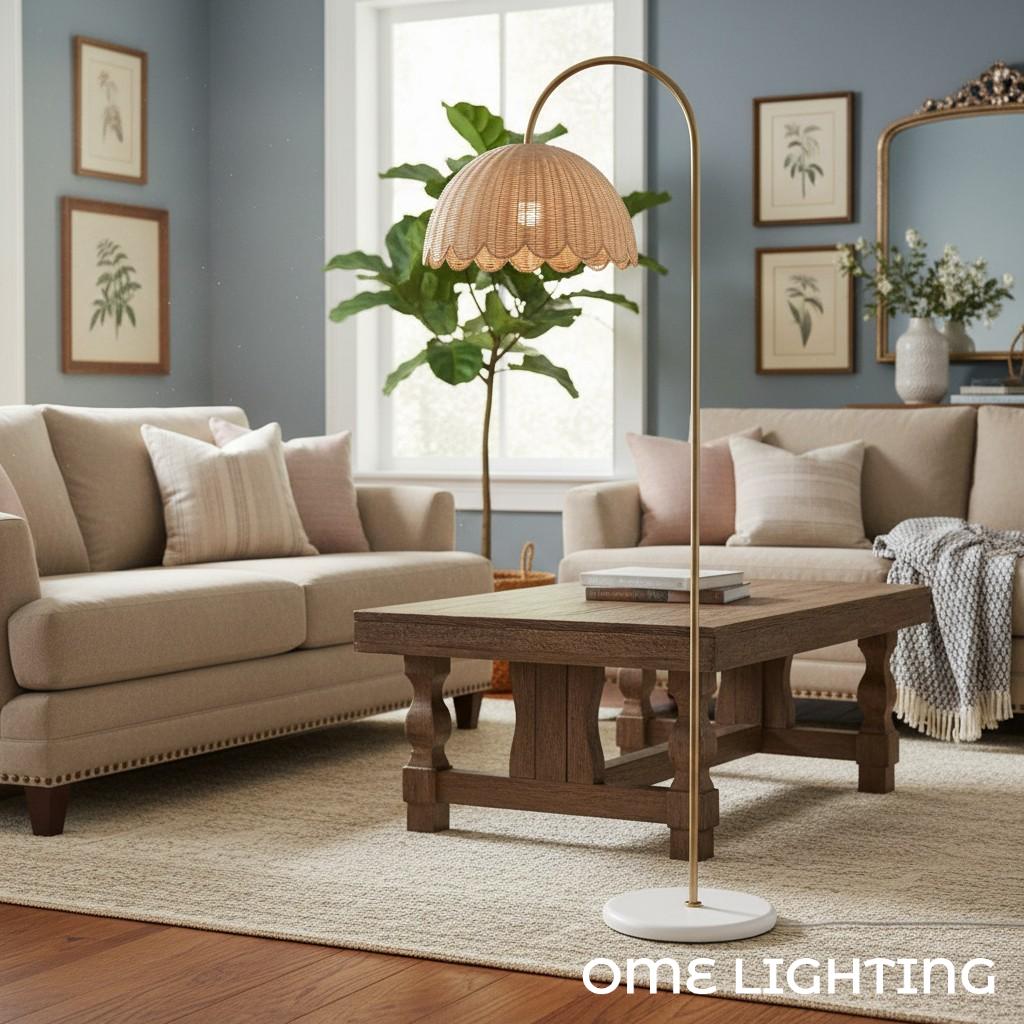 Freyza | Rattan Wood Floor Lamp – Living Room Bedroom