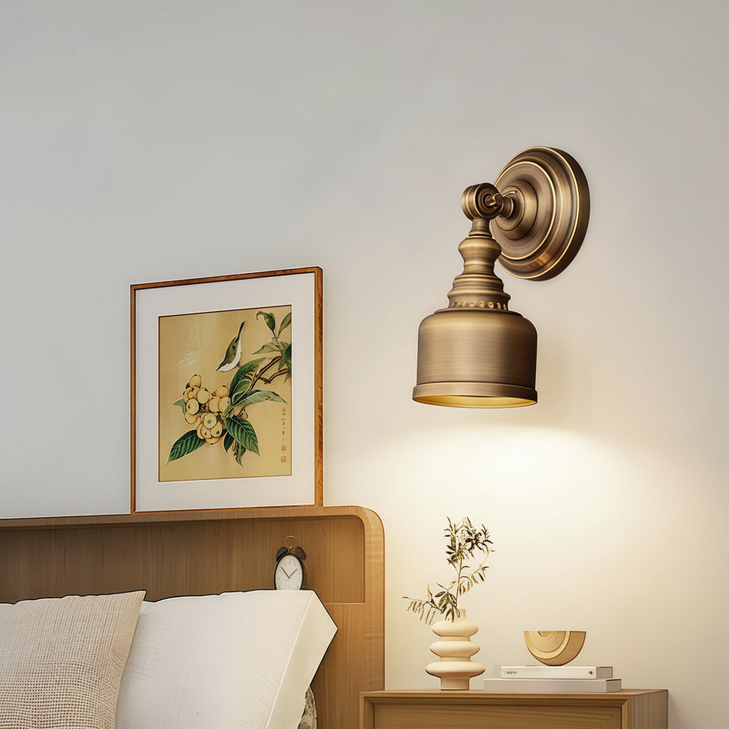 Freyza - LED Wall Sconce – American Retro Solid Brass Glass E14 (15x28cm)