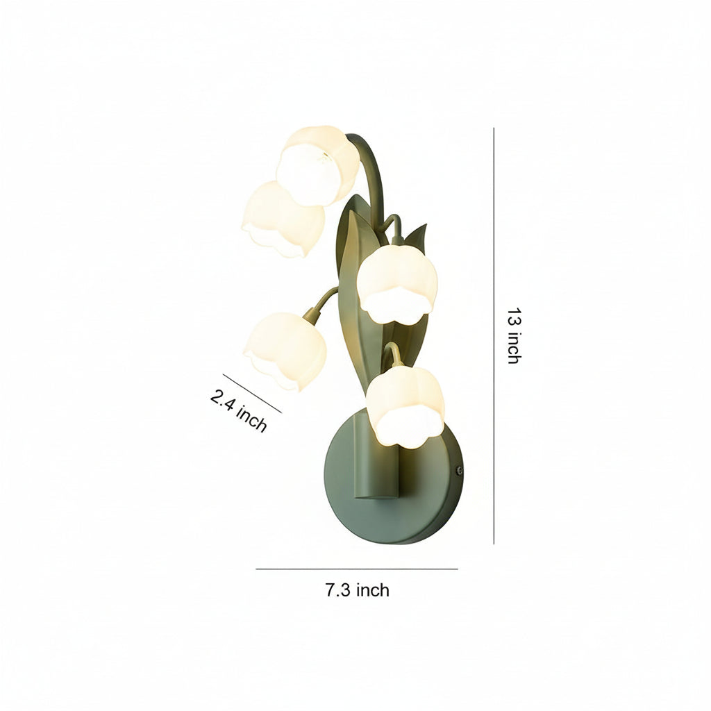 Freyza - LED Wall Sconce Light – French Country Floral Bellflower Glass (33x18cm / 12.9x7in)