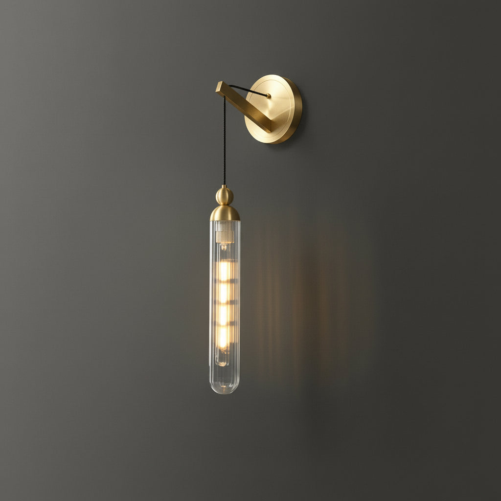 Freyza - LED Wall Sconce – Minimalist Brass Glass Globe Pendant G9 (12x45cm)