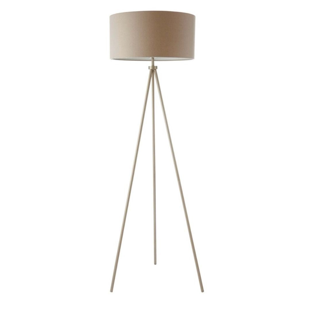 Freyza - Tri Matte Nickel Tripod Floor Lamp with Grey Shade