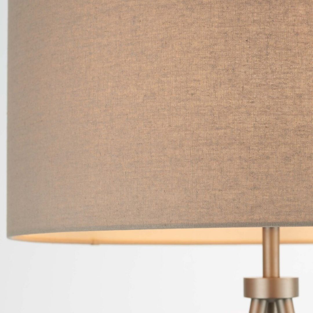 Freyza - Tri Matte Nickel Tripod Floor Lamp with Grey Shade