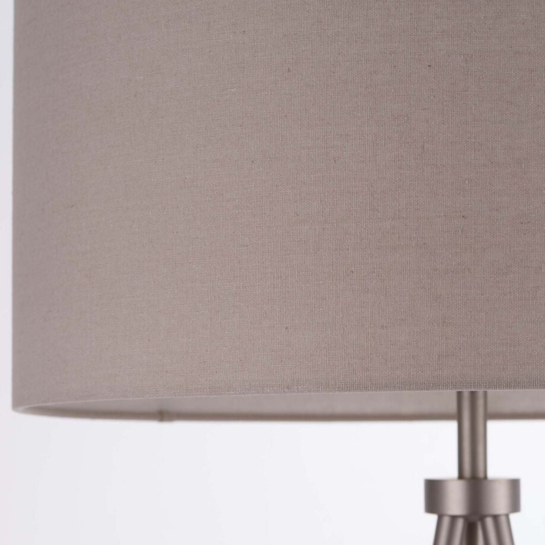 Freyza - Tri Matte Nickel Tripod Floor Lamp with Grey Shade