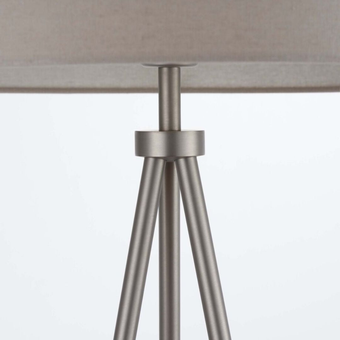Freyza - Tri Matte Nickel Tripod Floor Lamp with Grey Shade