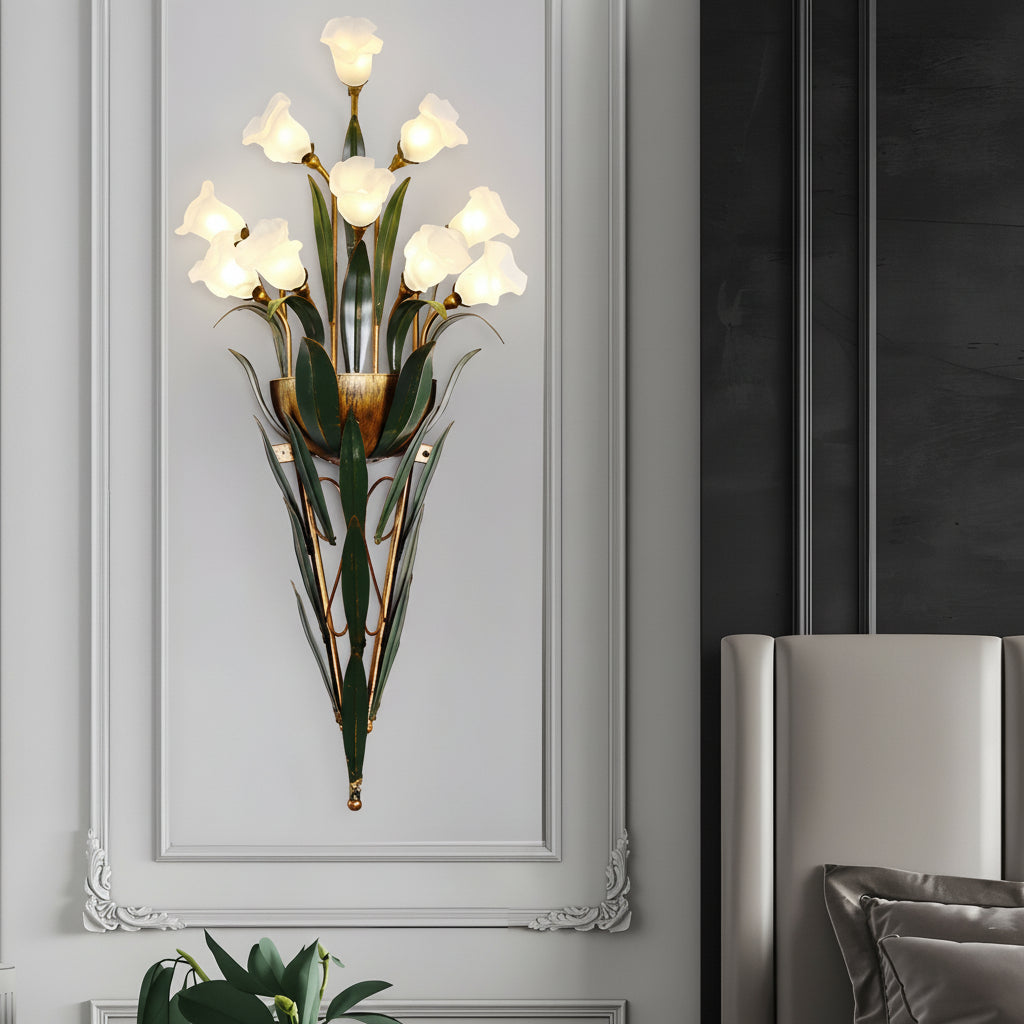 Freyza - Pastoraler Blumenstrauß Wandleuchte – Glas & Eisen Naturinspiriertes Kunstlicht (6/10-Licht)