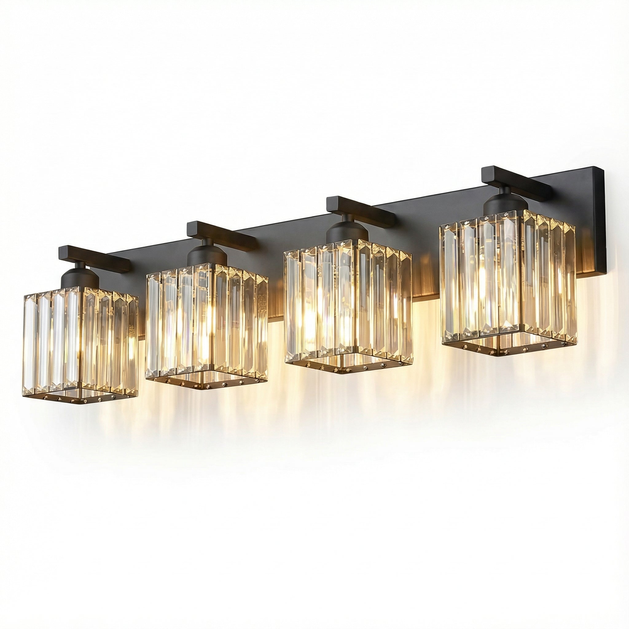 Freyza - Wall Sconce Modern Square LED Crystal Indoor Vanity Bedroom 2-4 Lights