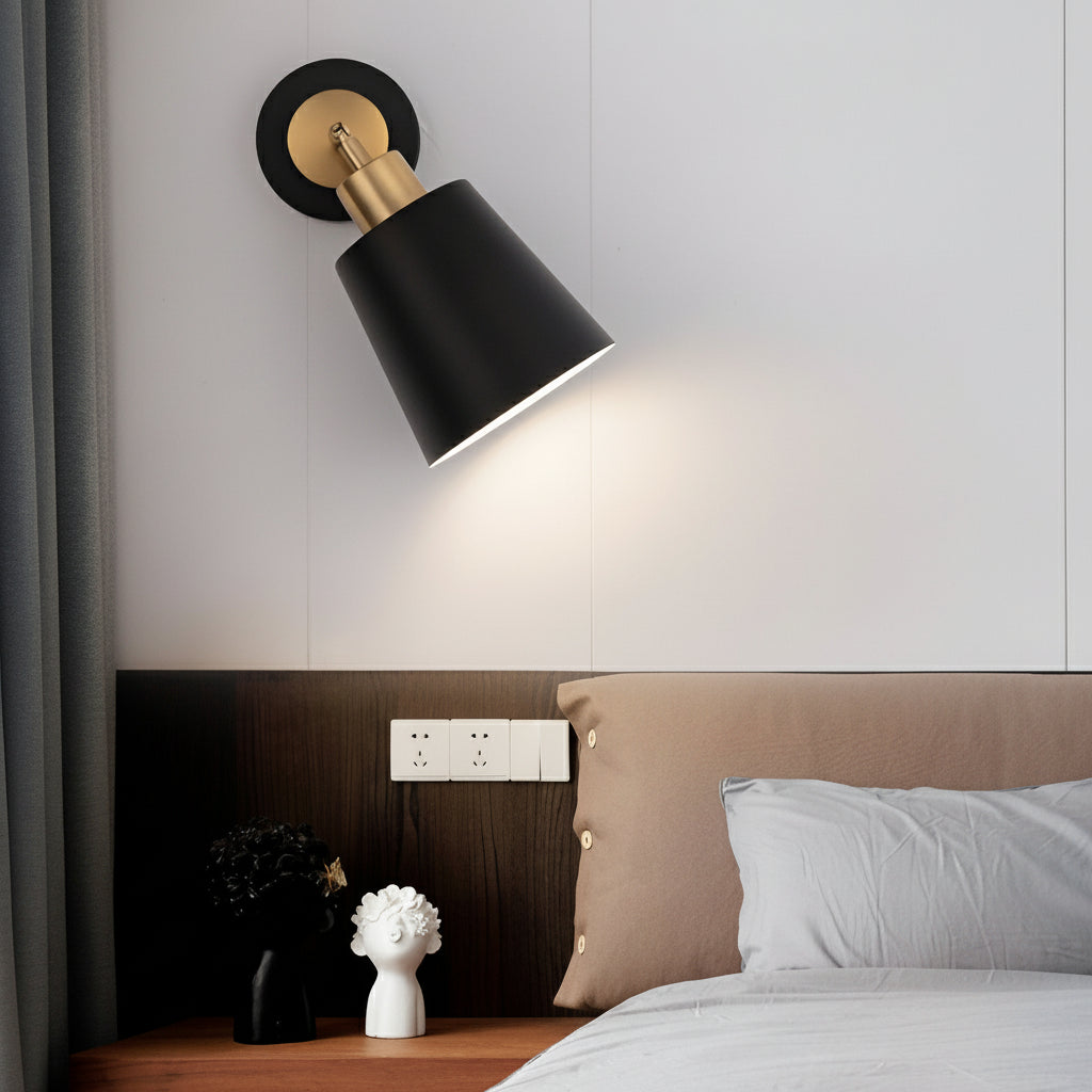 Freyza - LED Wall Sconce – 3-Step Dimming Nordic Adjustable Black Iron (13x18cm)