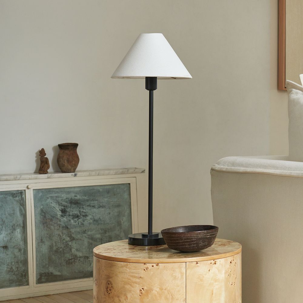 Freyza | Vector Metal Linen Shade Floor Lamp