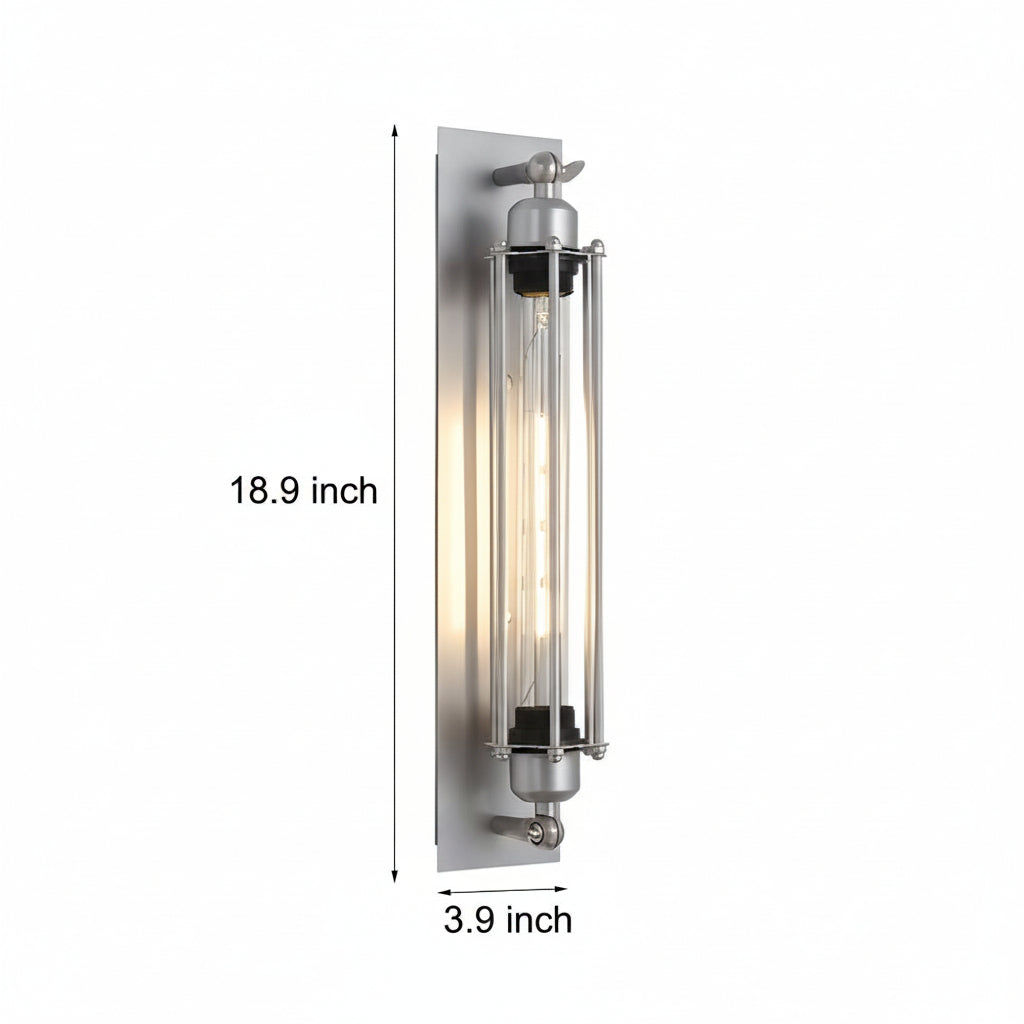 Freyza - LED Wall Sconce Light – Industrial Vintage Flute Chrome Iron (48x10cm / 18.9x3.9in)