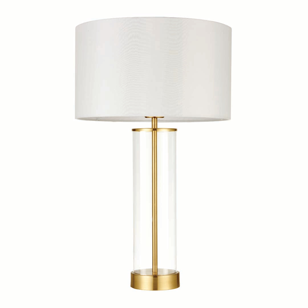 Freyza - Gold & Glass Touch Table Lamp | Dimmable 3-Stage Sensor Light | Elegant Brushed Gold Base with Vintage White Shade