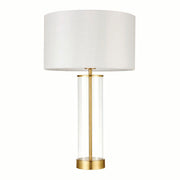 Freyza - Gold & Glass Touch Table Lamp | Dimmable 3-Stage Sensor Light | Elegant Brushed Gold Base with Vintage White Shade