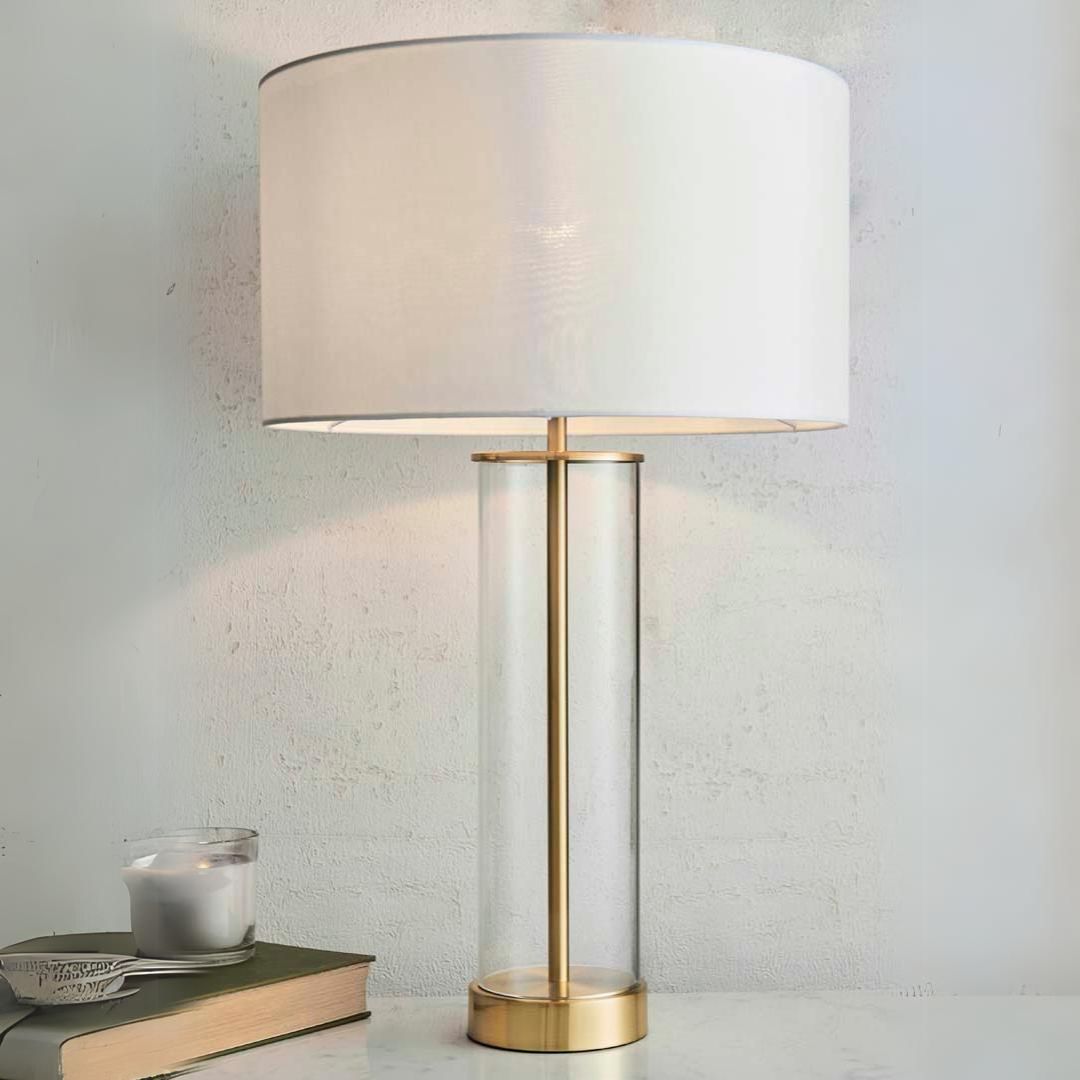 Freyza - Gold & Glass Touch Table Lamp | Dimmable 3-Stage Sensor Light | Elegant Brushed Gold Base with Vintage White Shade