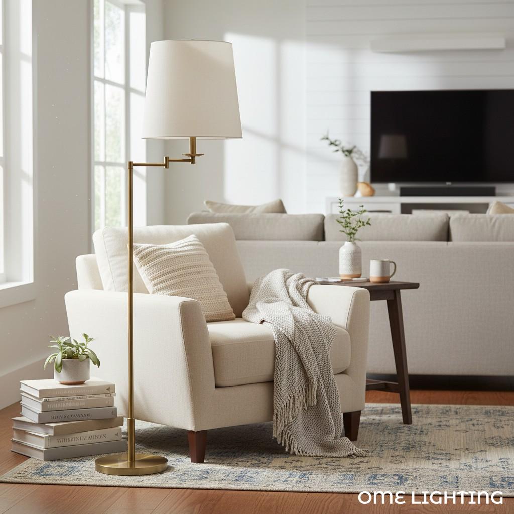 Freyza | Lodge Brass Linen Floor Lamp