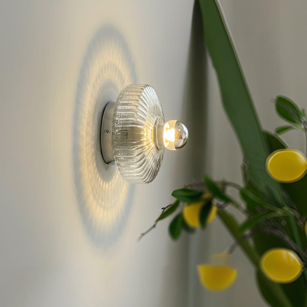 Freyza - LED Wall Sconce Light – Modern Medieval Round Glass Chrome (15x12cm / 5.9x4.7in)