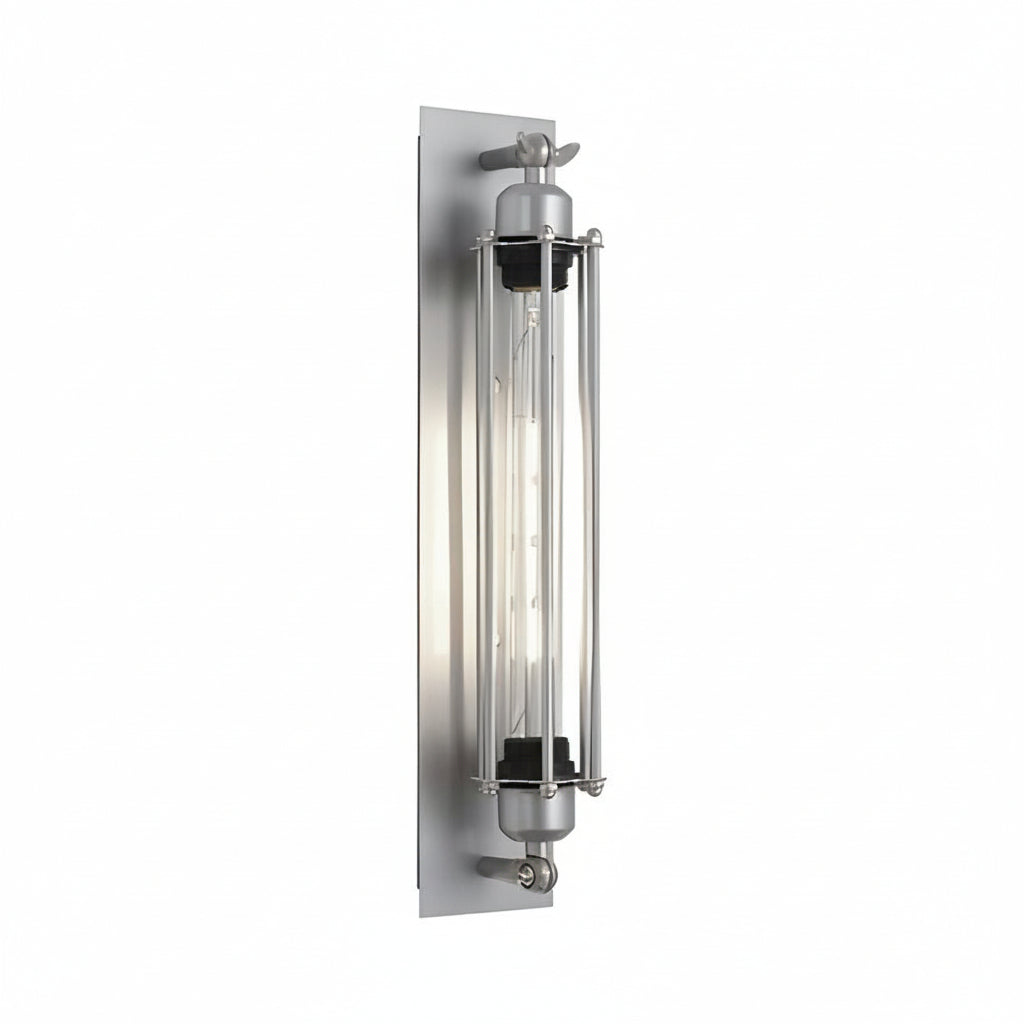 Freyza - LED Wall Sconce Light – Industrial Vintage Flute Chrome Iron (48x10cm / 18.9x3.9in)