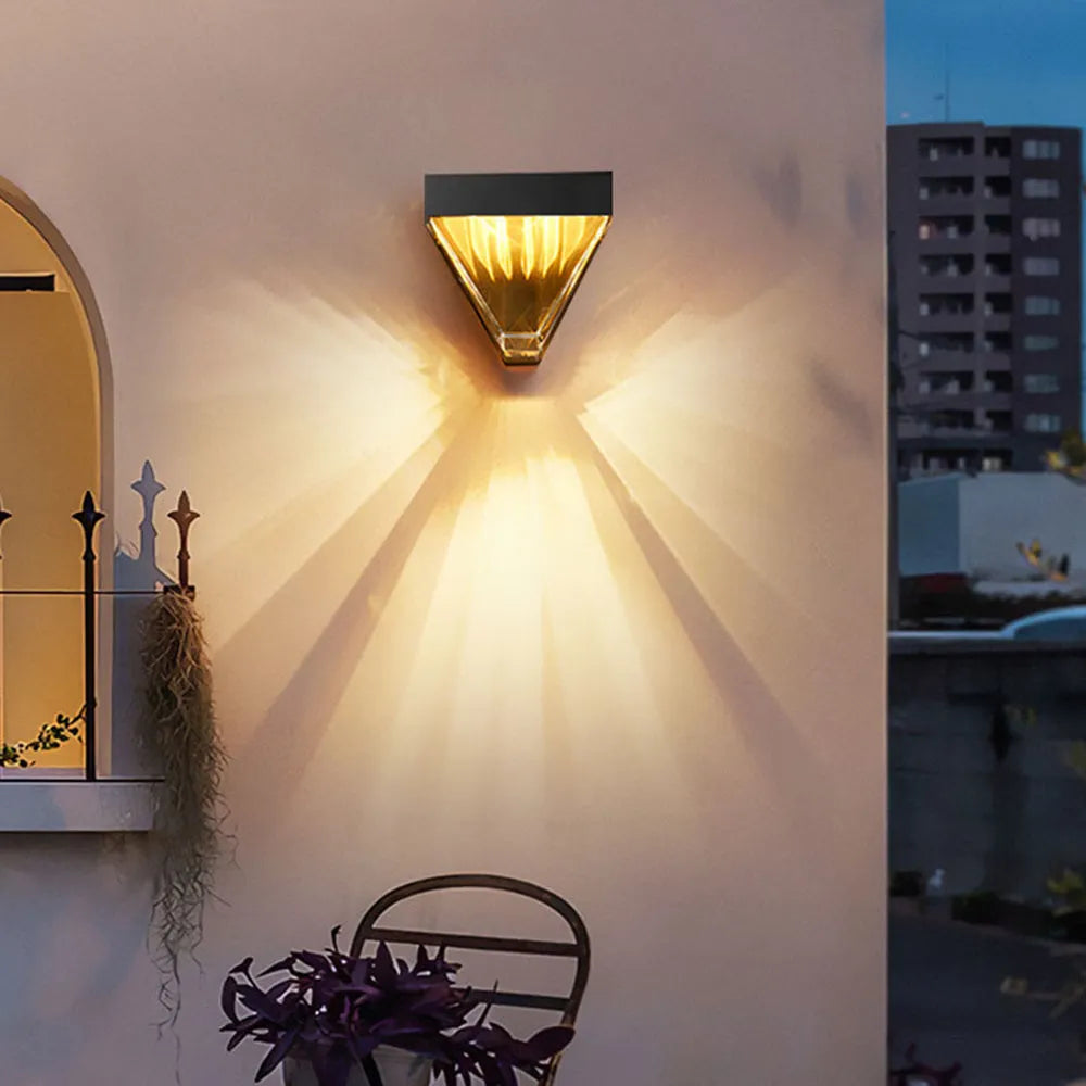 Freyza | Laxor Waterproof Diamond Black Gold Outdoor Wall Light – Garden Porch Exterior