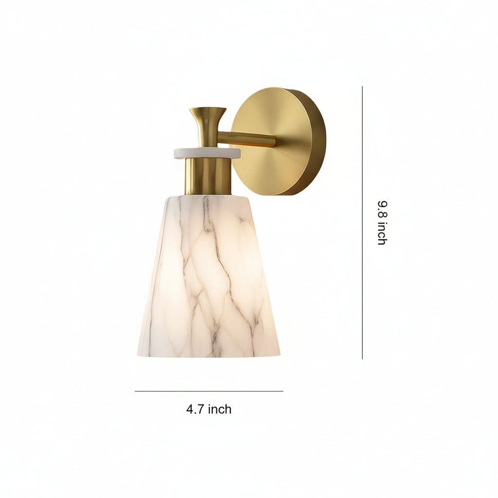 Freyza - LED Wall Sconce – Minimalist Brass Natural White Marble E14 (12x12x25cm)