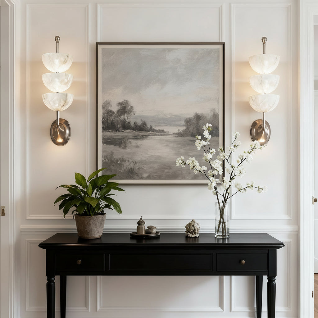 Freyza - LED Wall Sconce – Modern Minimalist Marble Copper Brass (40x12cm / 15.7x4.7in)