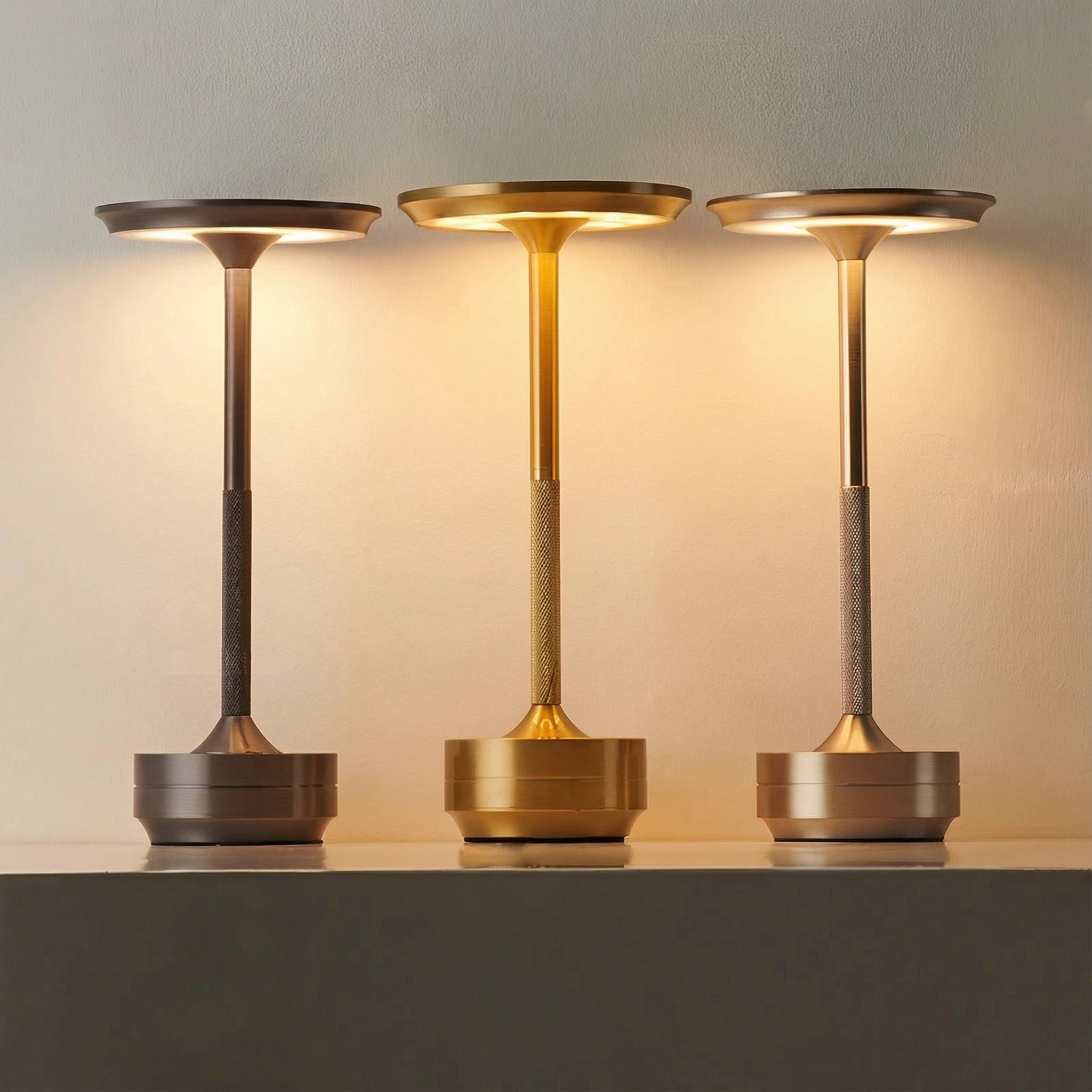 Freyza - LED Table Lamp Cordless UFO Design Plated Metal 3-Step Dimming 28cm / 11in