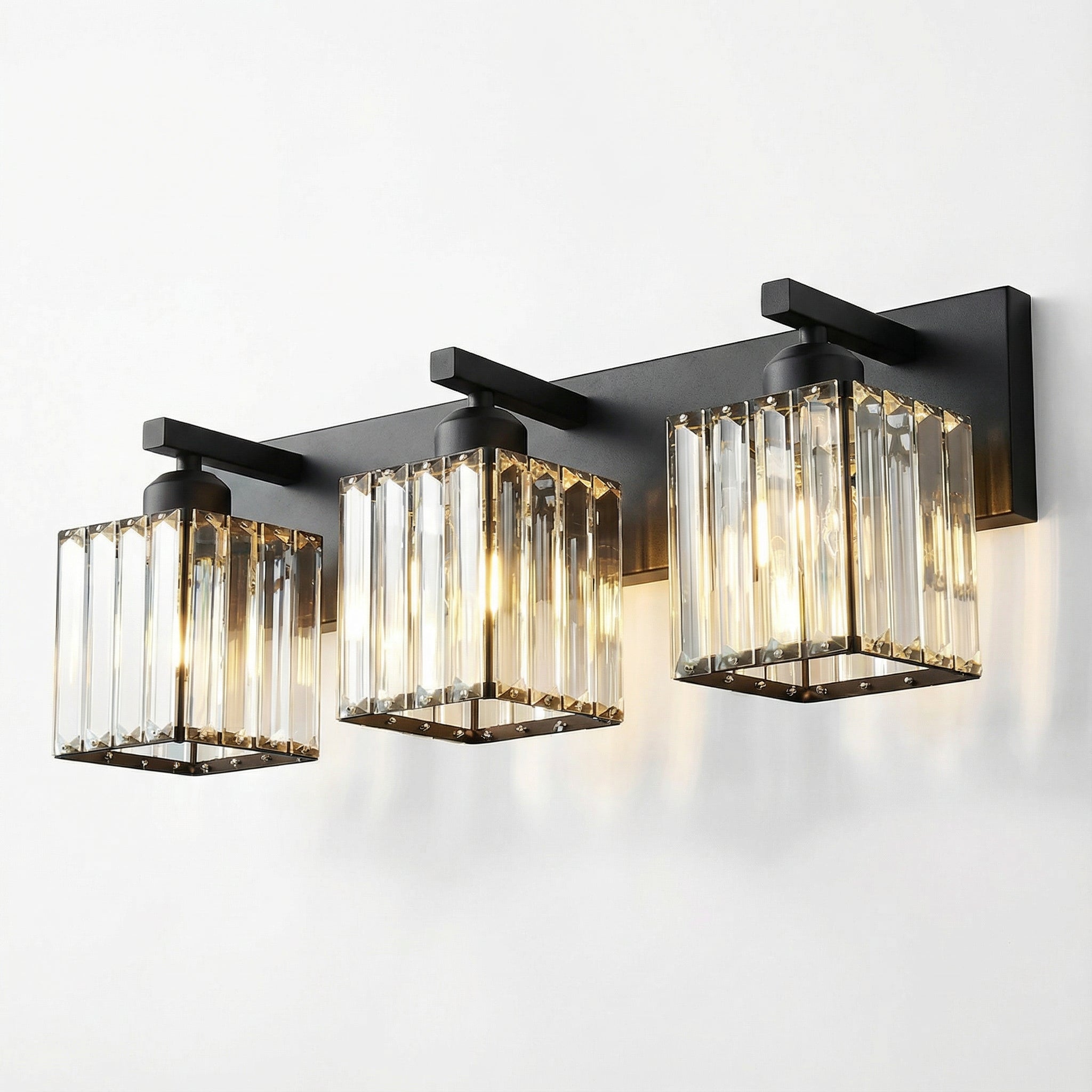 Freyza - Wall Sconce Modern Square LED Crystal Indoor Vanity Bedroom 2-4 Lights