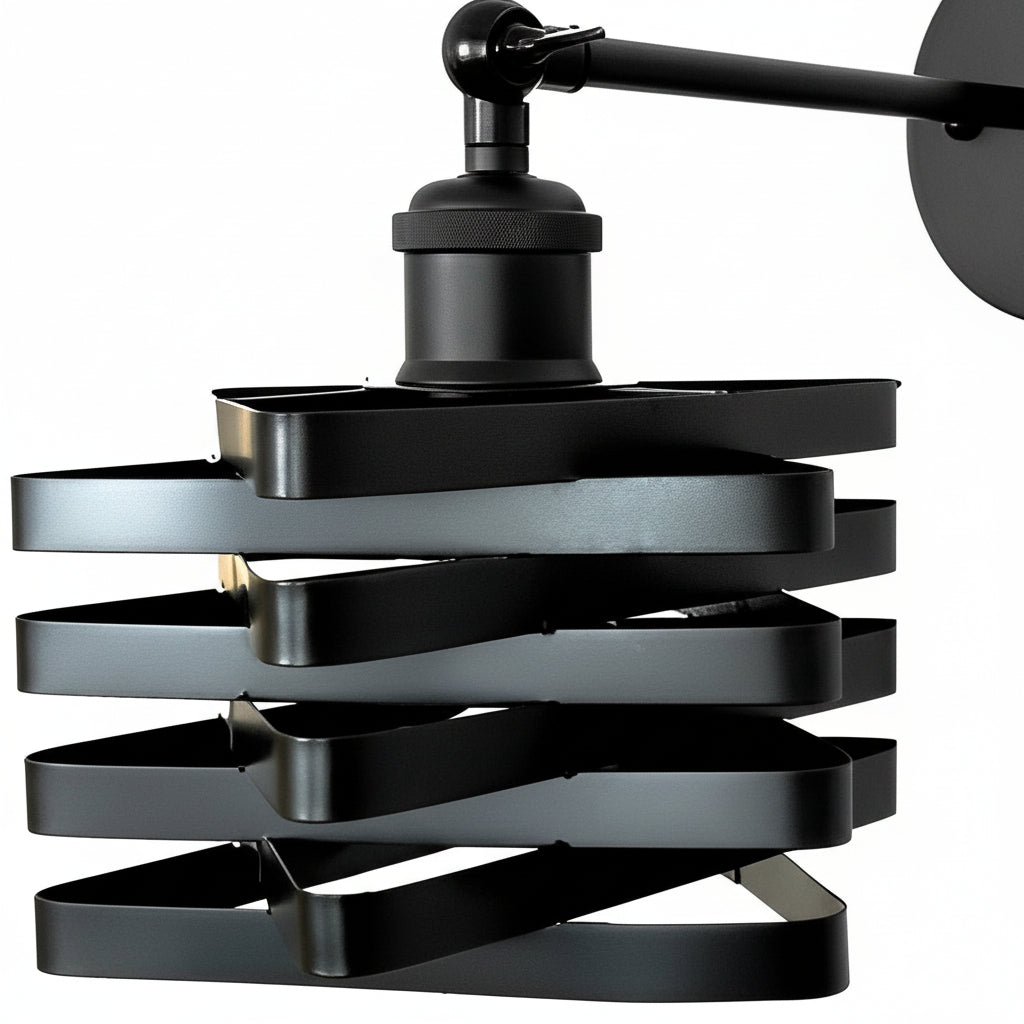 Freyza - LED Wall Sconce Light – Modern Black Swing Arm Adjustable Plug-In (30x20cm / 12x8in)