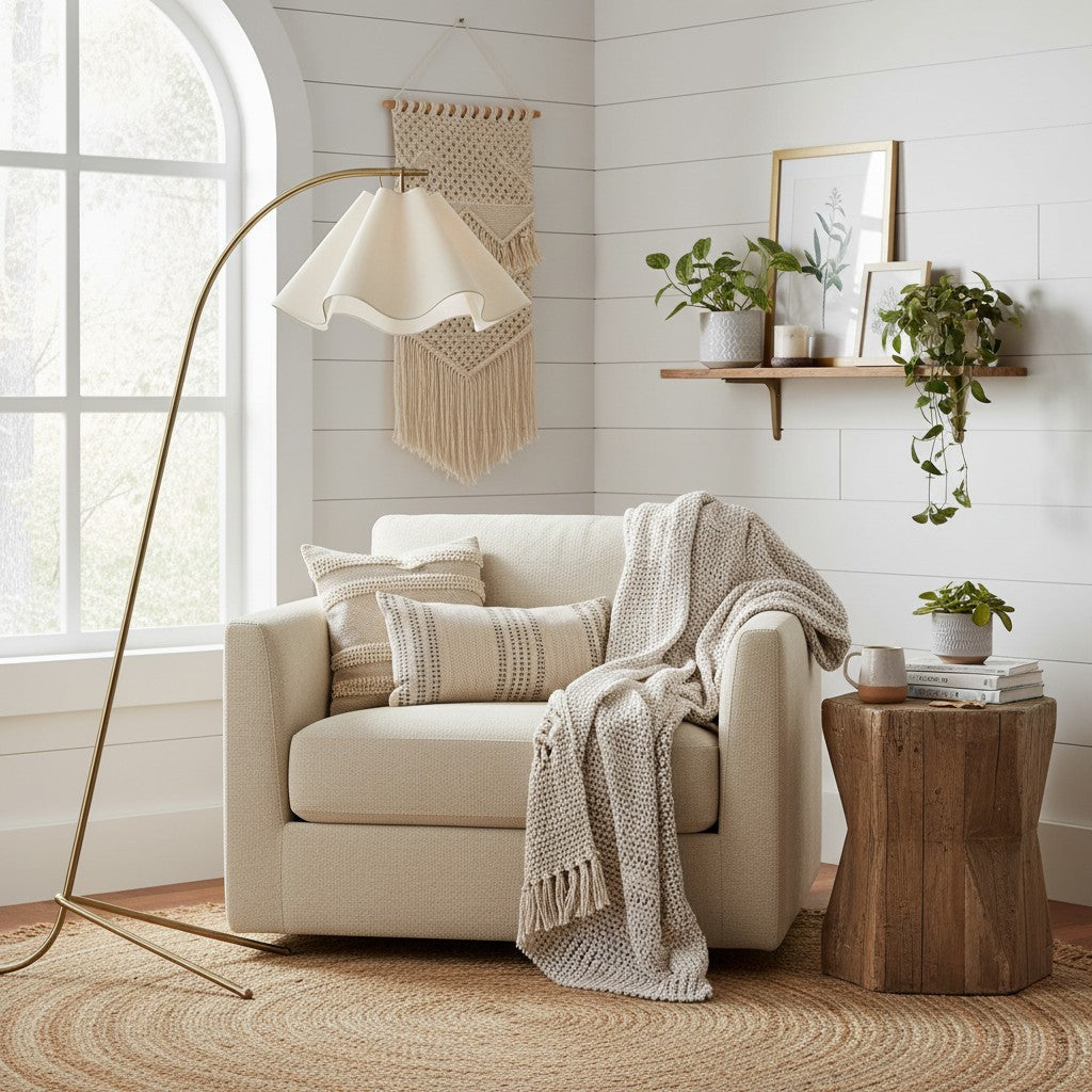 Freyza | Curve Modern Fabric Floor Lamp