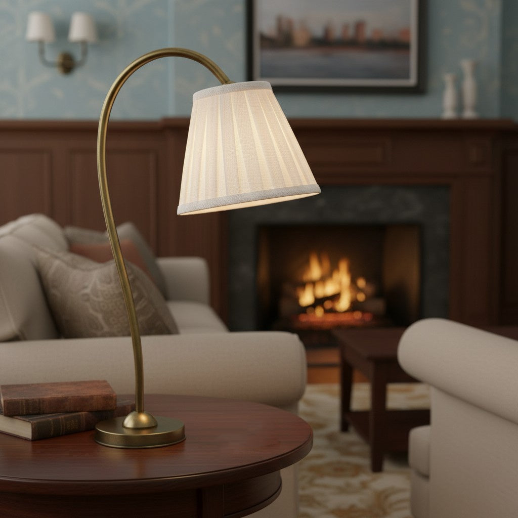 Freyza | Grace Messing Leinenlampenschirm Tischlampe