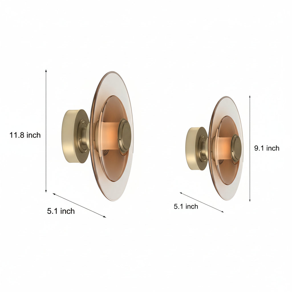 Freyza - Modern Nordic Double-Layer Glass Wall Sconce – Luxury Electroplated Metal LED Lamp - Smoke Gray/Cognac