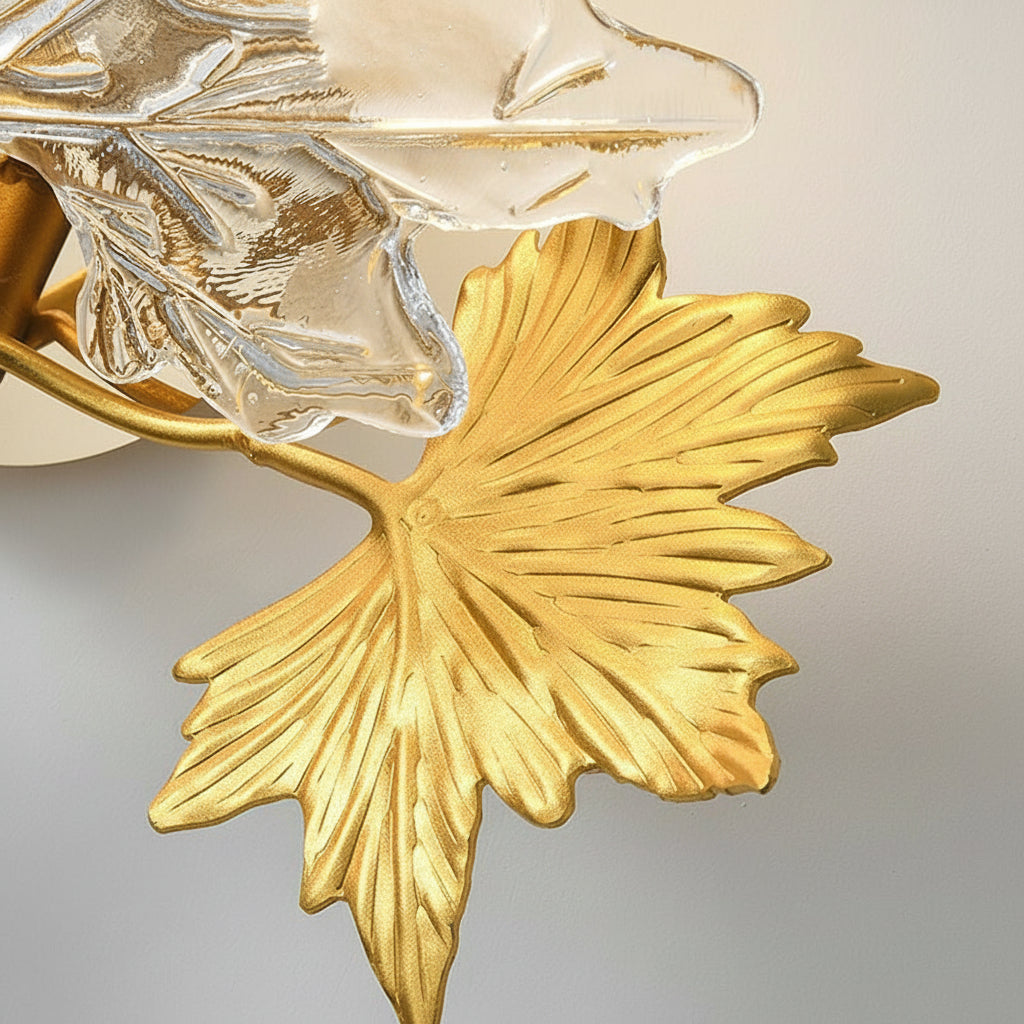 Freyza - LED Wall Sconce Light – Nordic Glass Maple Leaves Art Deco (53x48cm / 20.9x18.9in)
