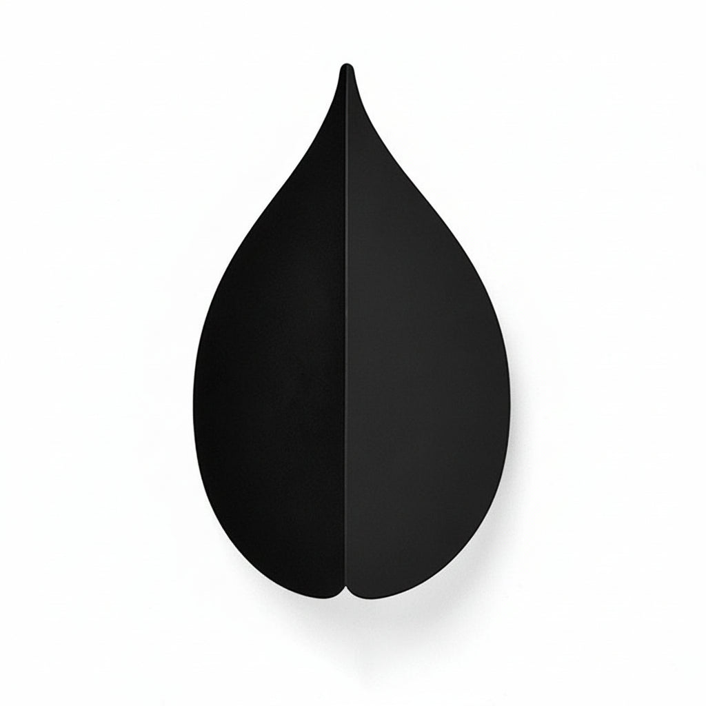 Freyza - LED Wall Sconce – Leaf Shaped Geometric Iron Acrylic Black White (Integrated LED & 15x25cm)
