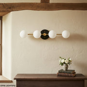 Freyza | 4-Light Brass Glass Wall Sconce – Living Room Hallway