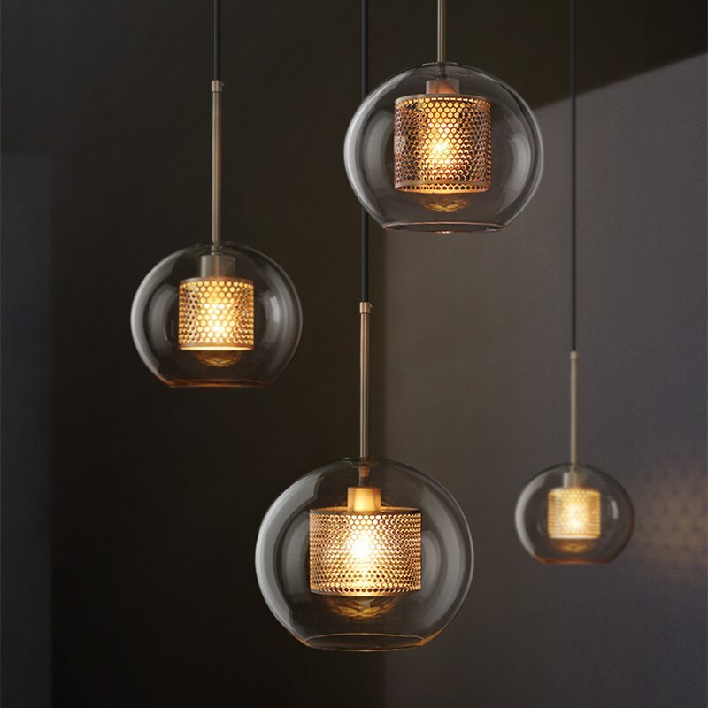 Freyza | Hessa Contemporary Golden Gold Glass Pendant Light – Contemporary Kitchen Dining Room