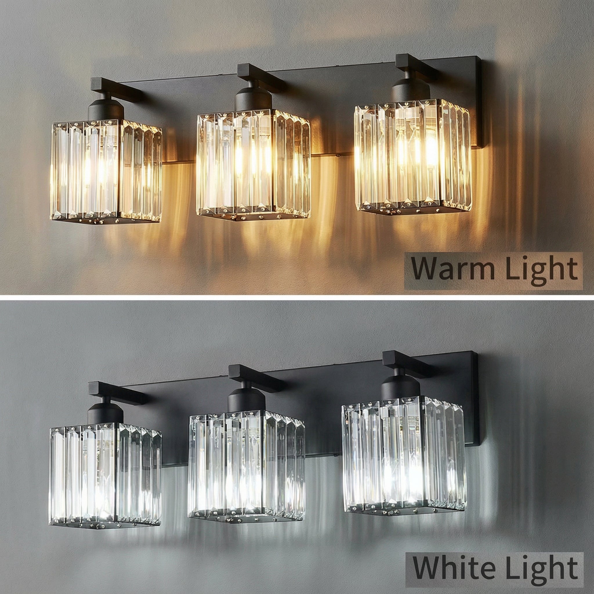 Freyza - Wall Sconce Modern Square LED Crystal Indoor Vanity Bedroom 2-4 Lights