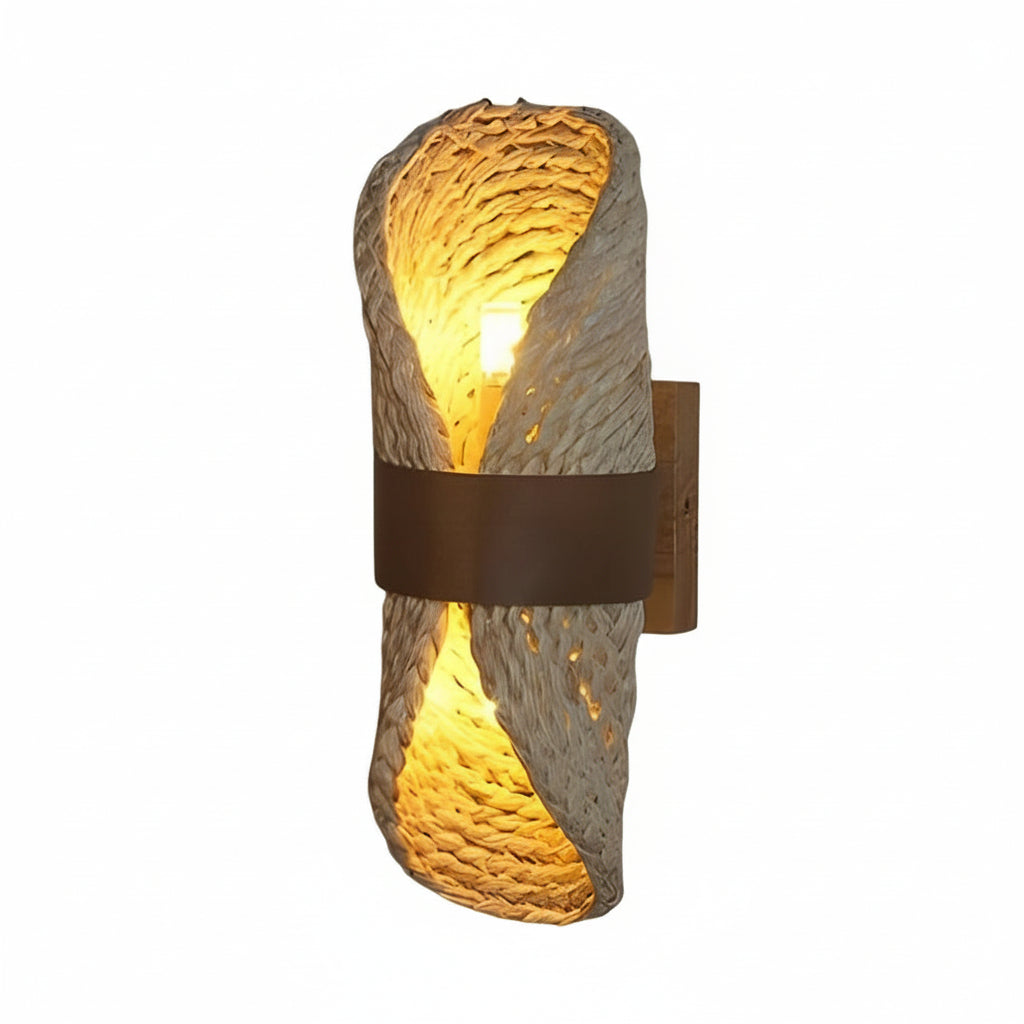 Freyza - Japanese Rattan Wood Wall Sconce – Woven Japandi LED Bedside Lamp (Warm White)