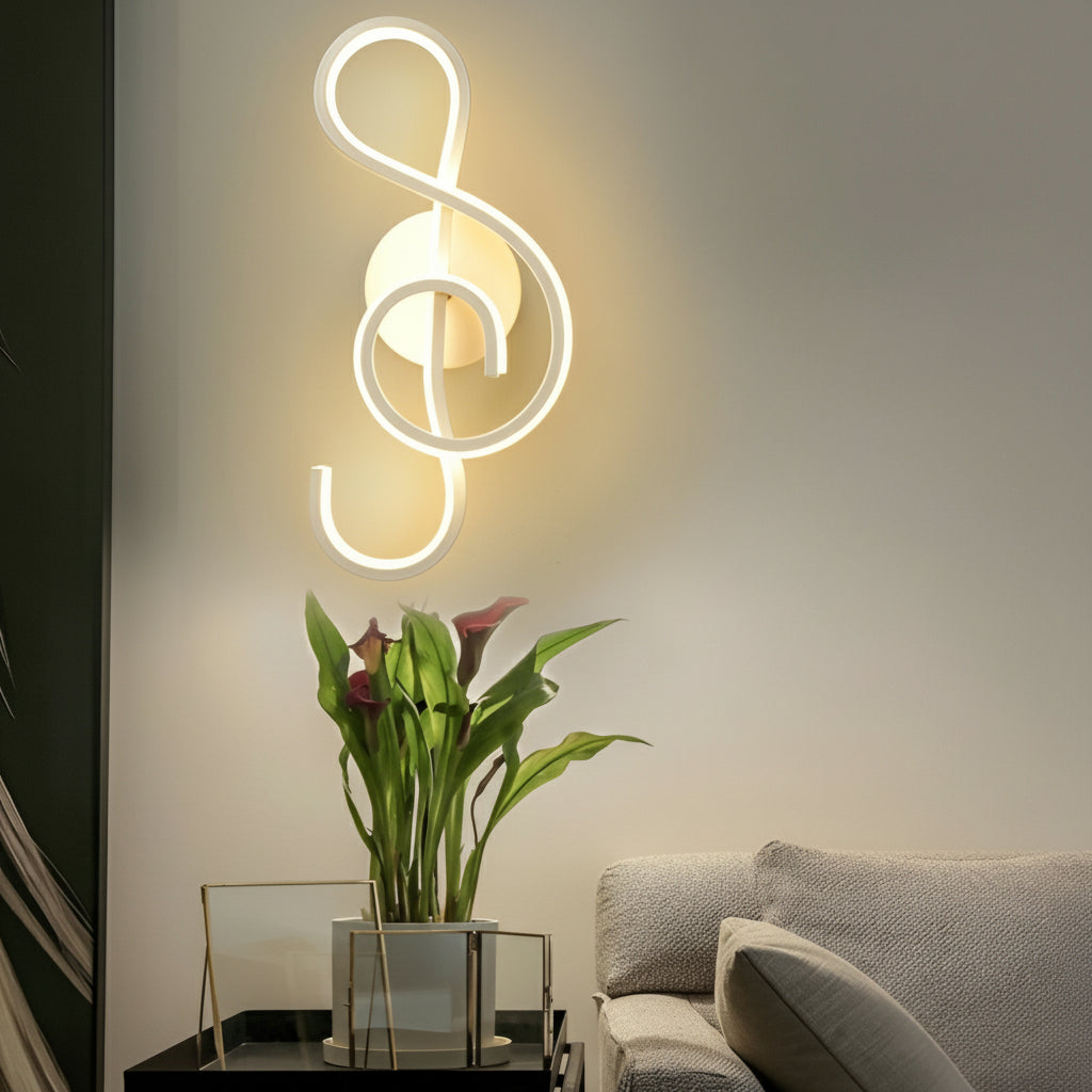 Freyza - Musical Note LED Wall Sconce – Modern Artistic Music Decor Wall Lamp (Black/White)