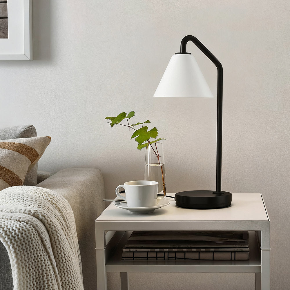 Freyza | Glas-Tischlampe – moderne Nachttischlampe fürs Schlafzimmer