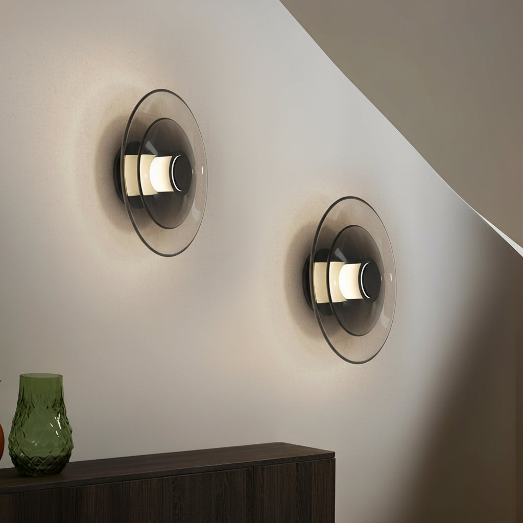 Freyza - LED Wall Sconce Light – Modern Round Nordic Double-Layered Glass (23x13cm / 9x5in)