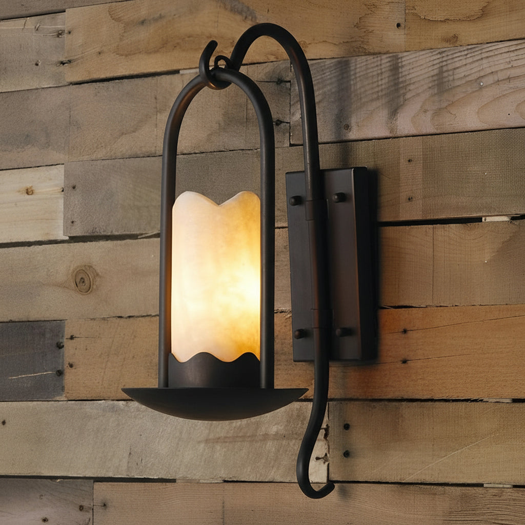 Freyza - LED Wall Sconce Light – Modern Candlestick Iron Marble Texture (50x18cm / 20x7in)