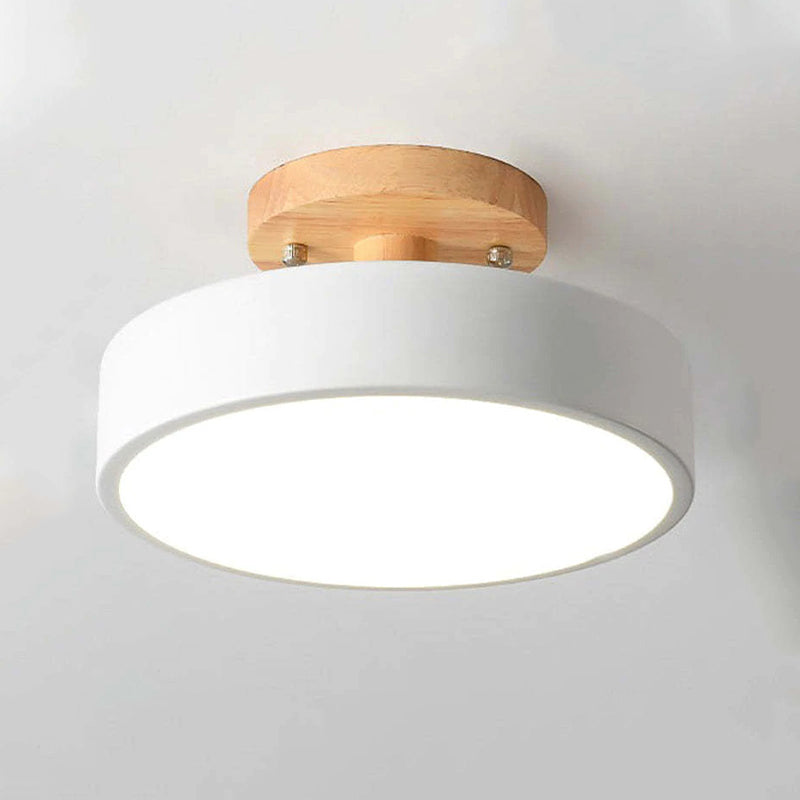 Freyza | Orya Round LED Wood Flush Mount Ceiling Light – Modern Bedroom Hallway Kitchen