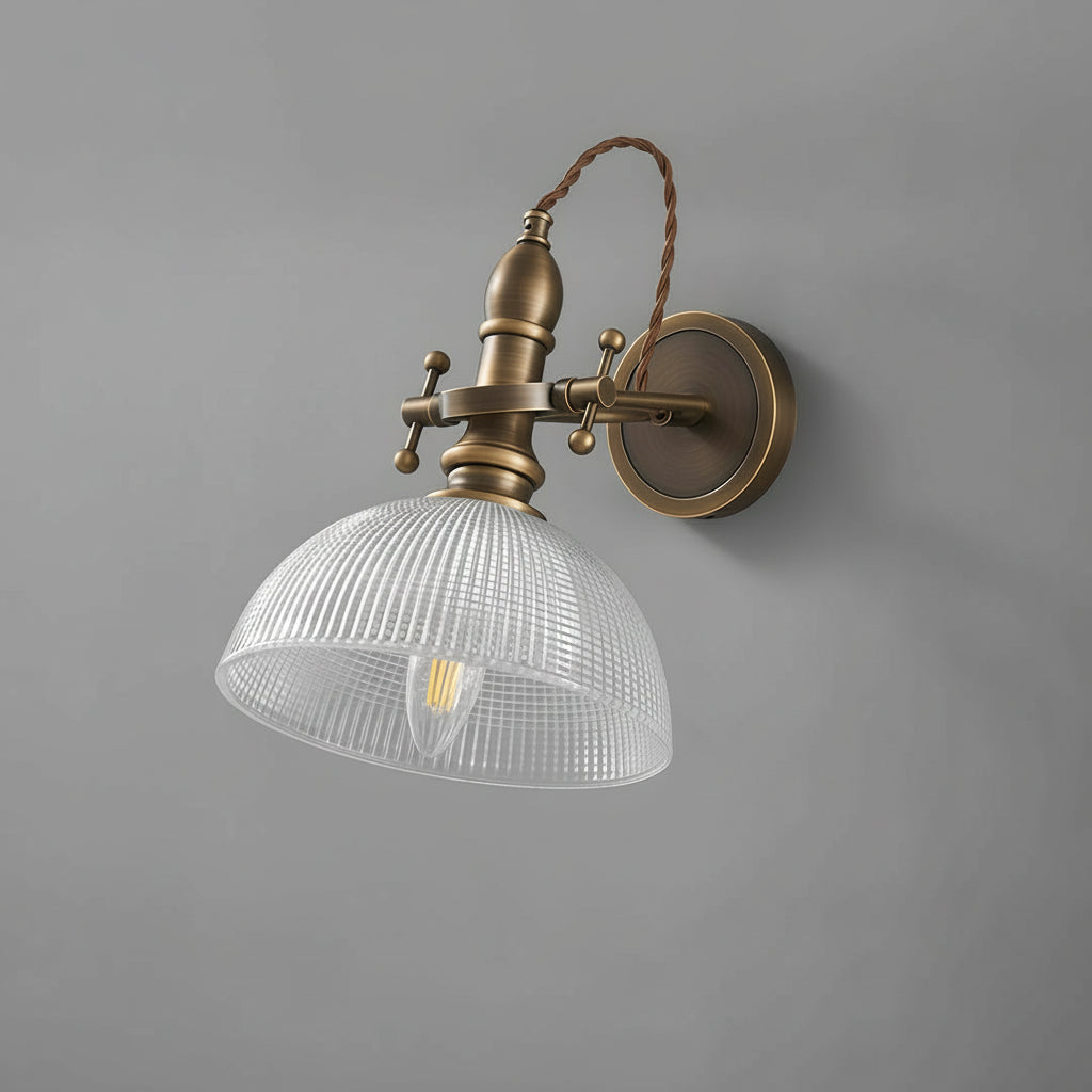 Freyza - LED Wandleuchte – Amerikanischer Vintage Schwenkarm Messing Leinen E26 E27 (Verstellbar & Steckbar)