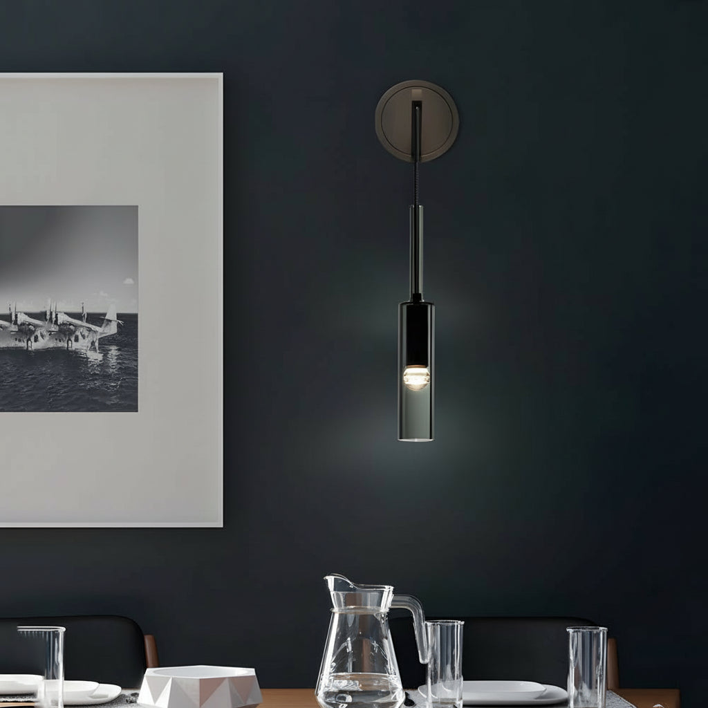 Freyza - LED Wall Sconce Light – Nordic Smoked Glass Copper (42x7cm / 16.5x2.8in)