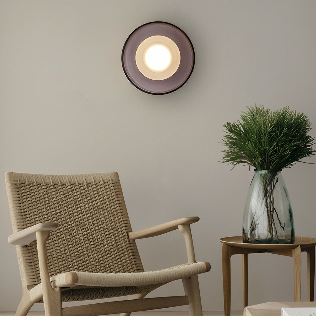 Freyza - LED Wall Sconce – Round Glass Smoke Gray Transparent (Integrated LED & 23cm)